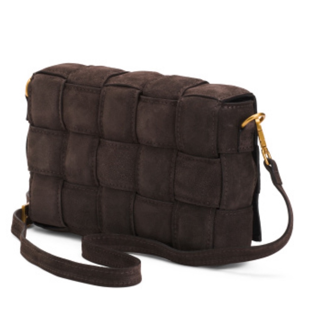 NWT VIOLA CASTELLANI TikTok viral chocolate brown Suede Cassette Crossbody - Picture 6 of 7